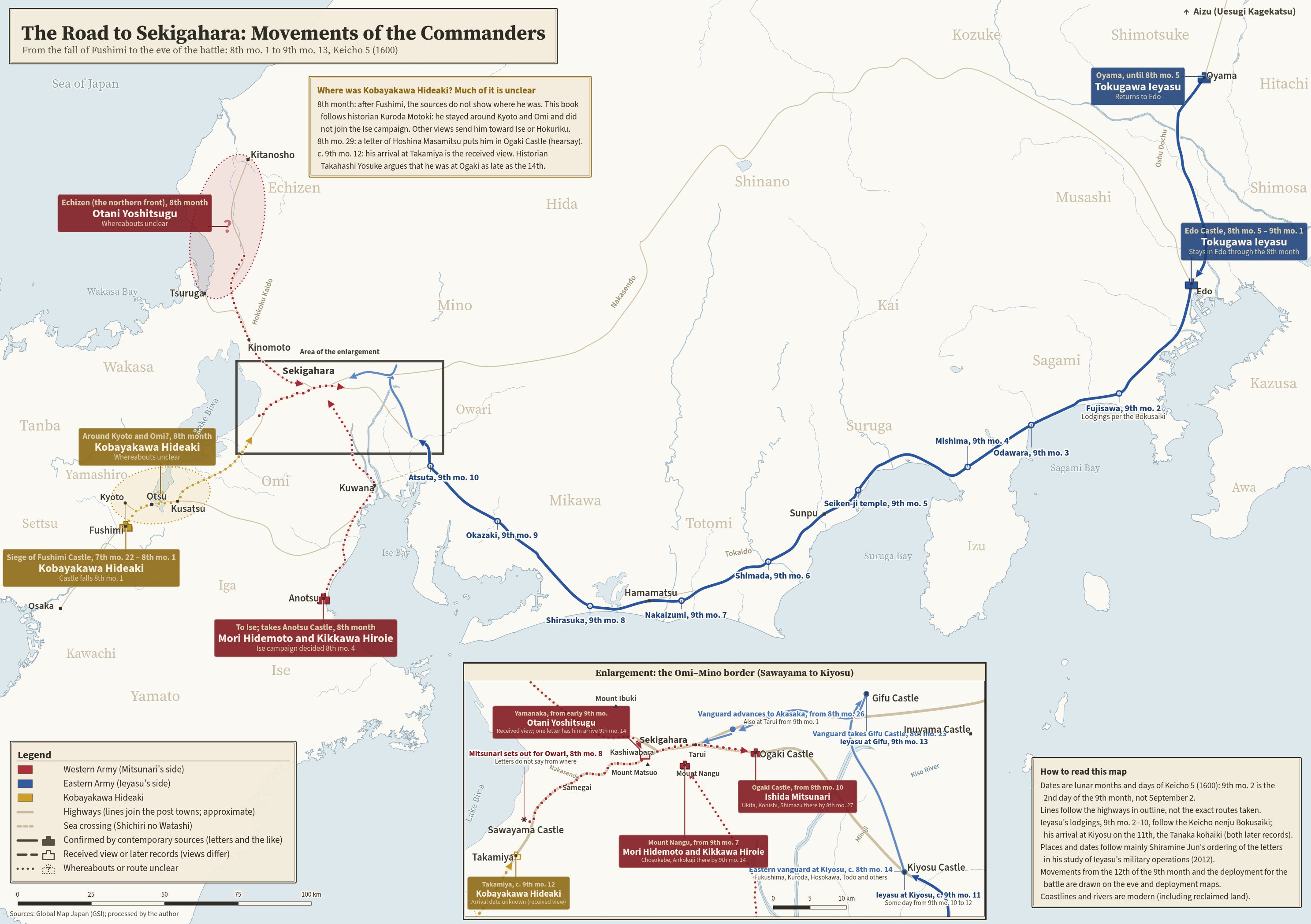 The Road to Sekigahara: Movements of the Commanders
